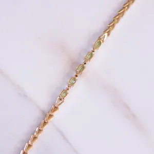 Vintage Peridot Tennis Bracelet 18kt Gold Over Sterling Silver