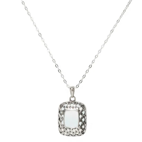 Vintage Quilted Square Sterling Silver Necklace