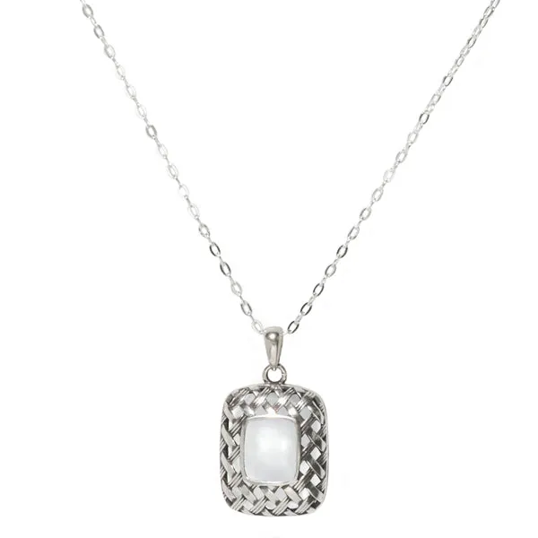 Vintage Quilted Square Sterling Silver Necklace