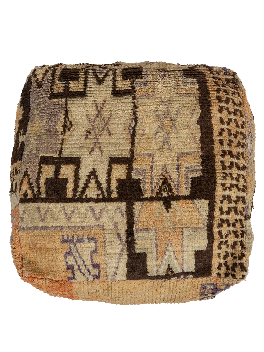 Vintage Sidi Mokhtar Pouf - Earthy Symbols