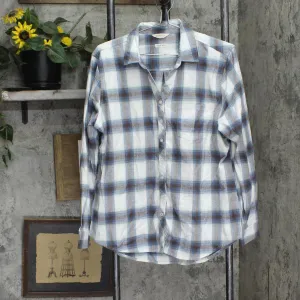 Weatherproof Vintage Long-Sleeve Lightweight Plaid Flannel Shirt Blue L