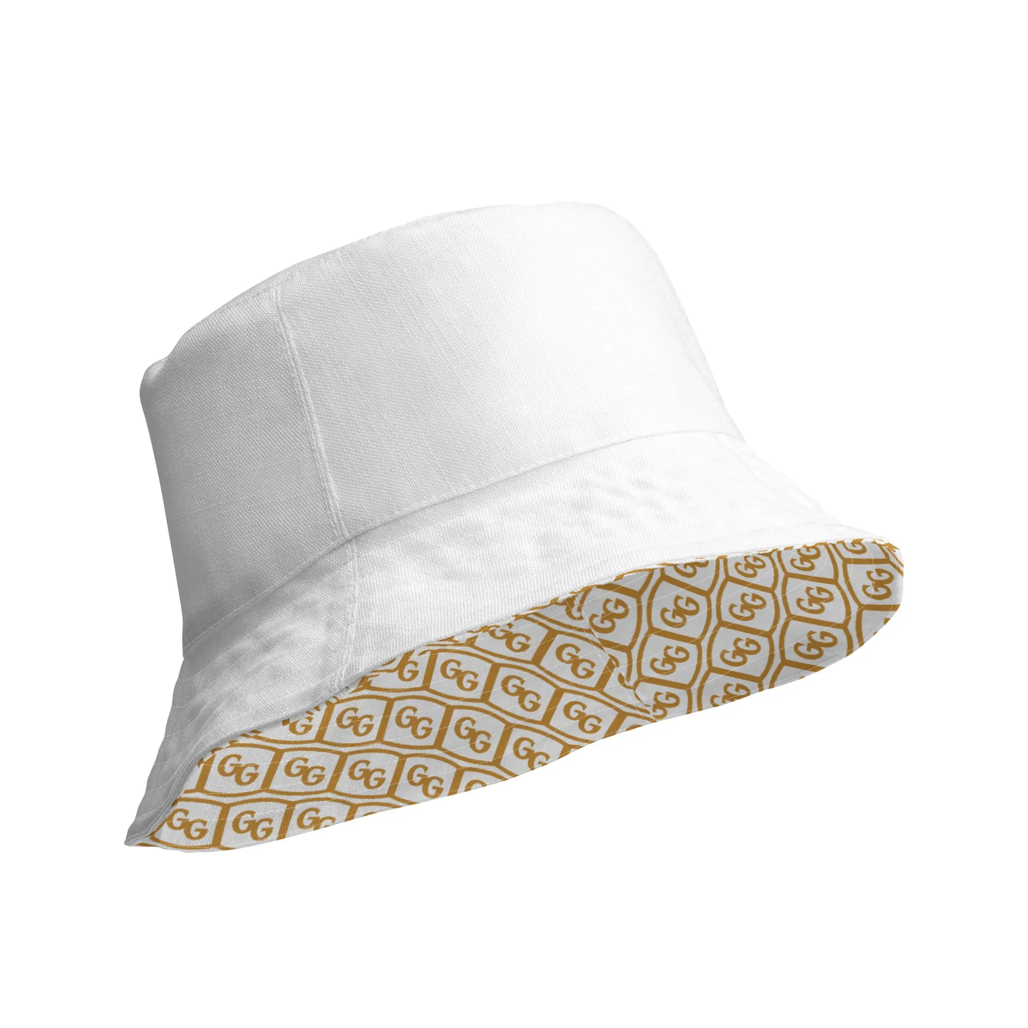 White & Gold GG Reversible Bucket Hat
