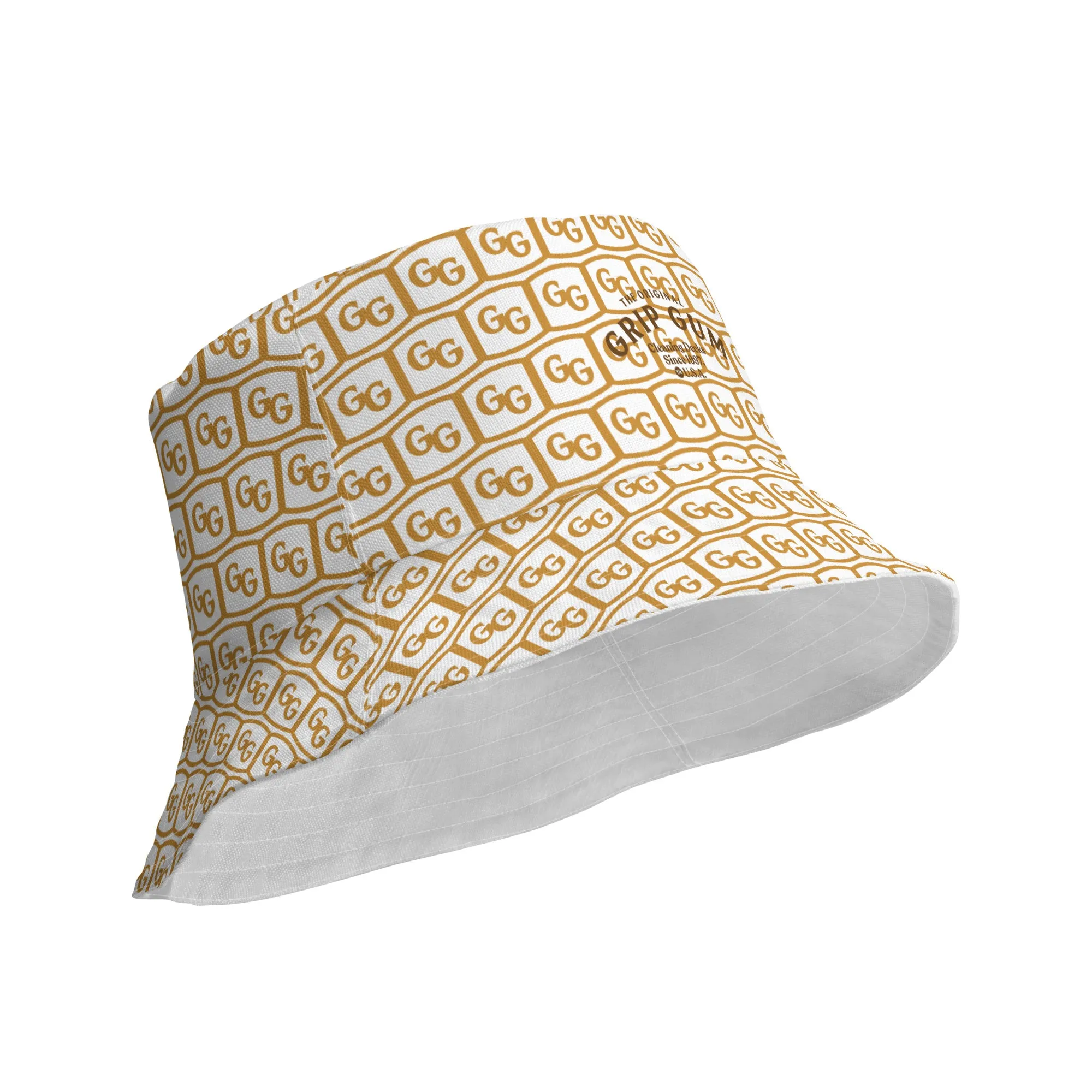 White & Gold GG Reversible Bucket Hat