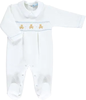 White Three Nursery Bears Quilted Babygrow