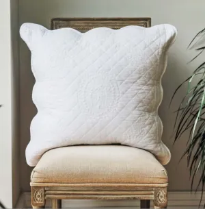 White Vintage Stitched Quilted Pillow Sham Cover