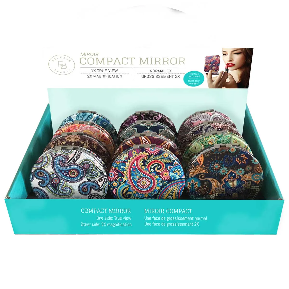 Wholesale Paisley Makeup Mirror Displayer of 12