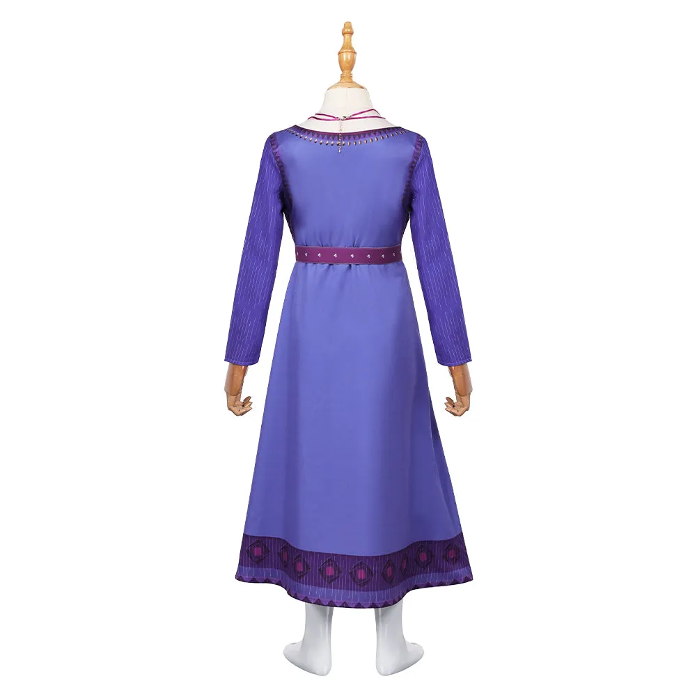 Wish Asha Purple Dress Kids Children Cosplay Costume Outfits Halloween Carnival Suit