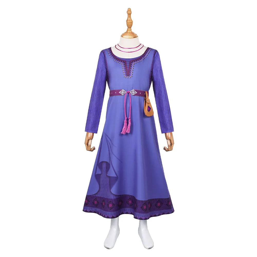 Wish Asha Purple Dress Kids Children Cosplay Costume Outfits Halloween Carnival Suit