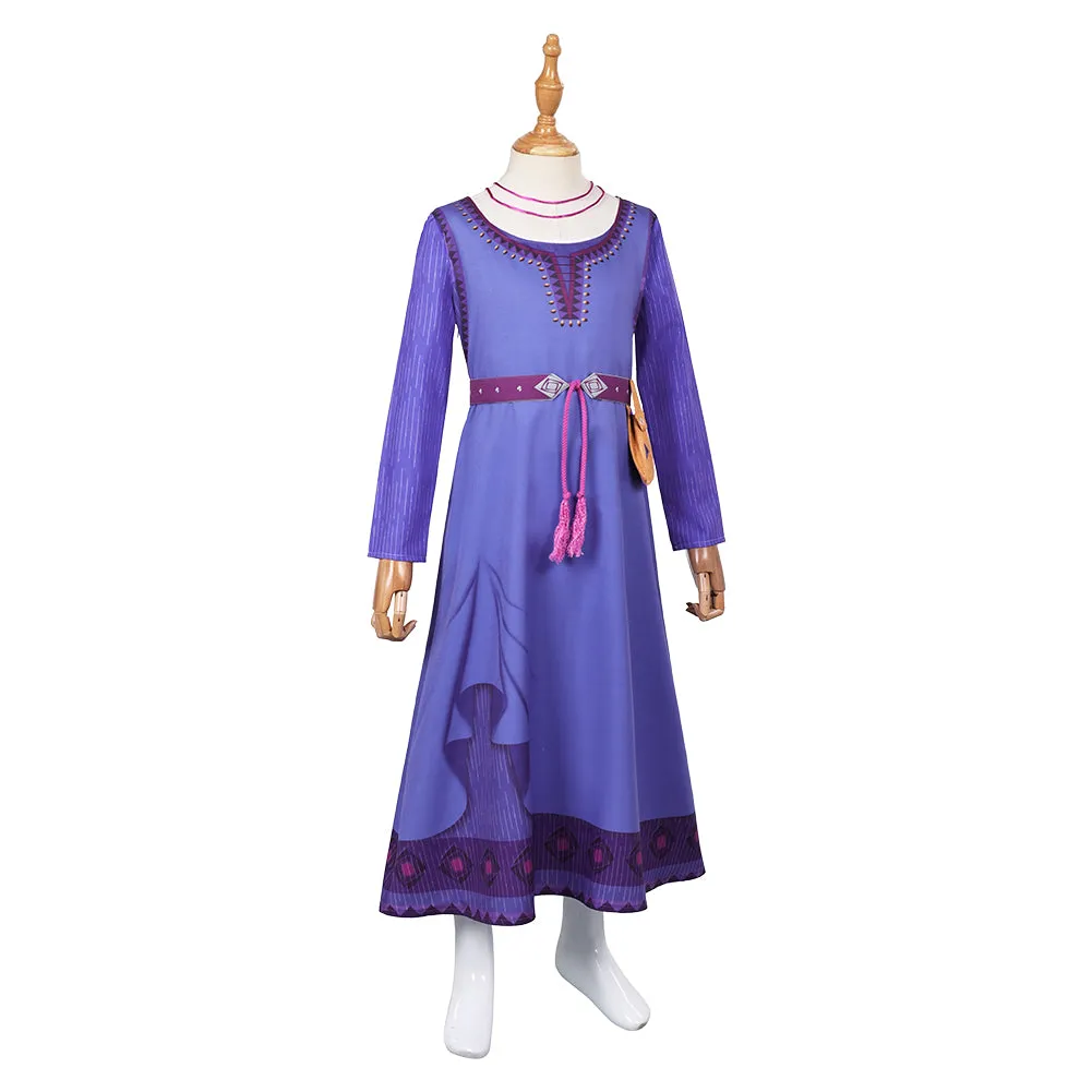 Wish Asha Purple Dress Kids Children Cosplay Costume Outfits Halloween Carnival Suit