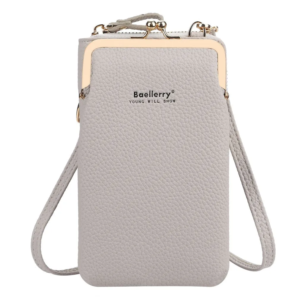 Women Crossbody Faux Leather Mini  Messenger Bag -gray
