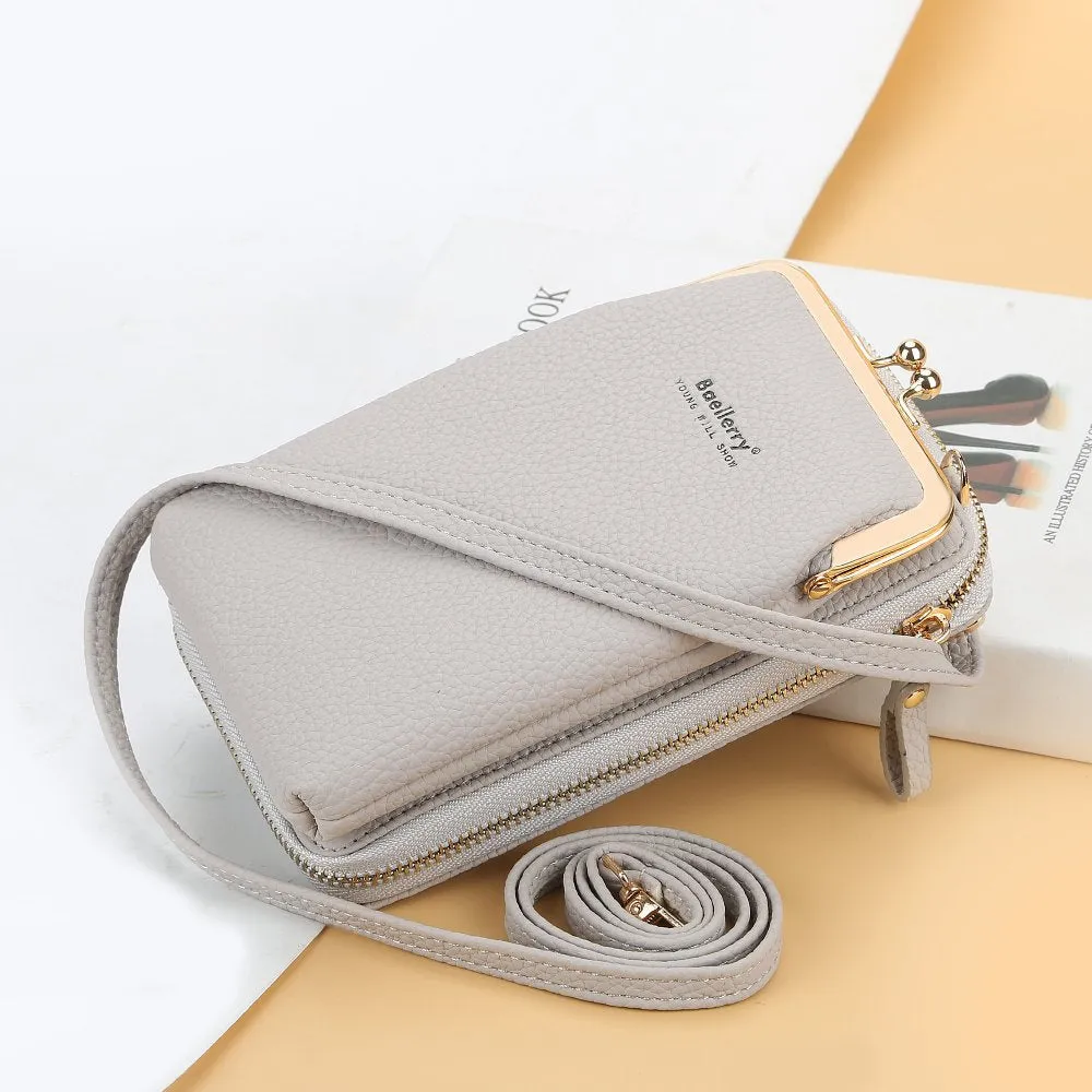 Women Crossbody Faux Leather Mini  Messenger Bag -gray