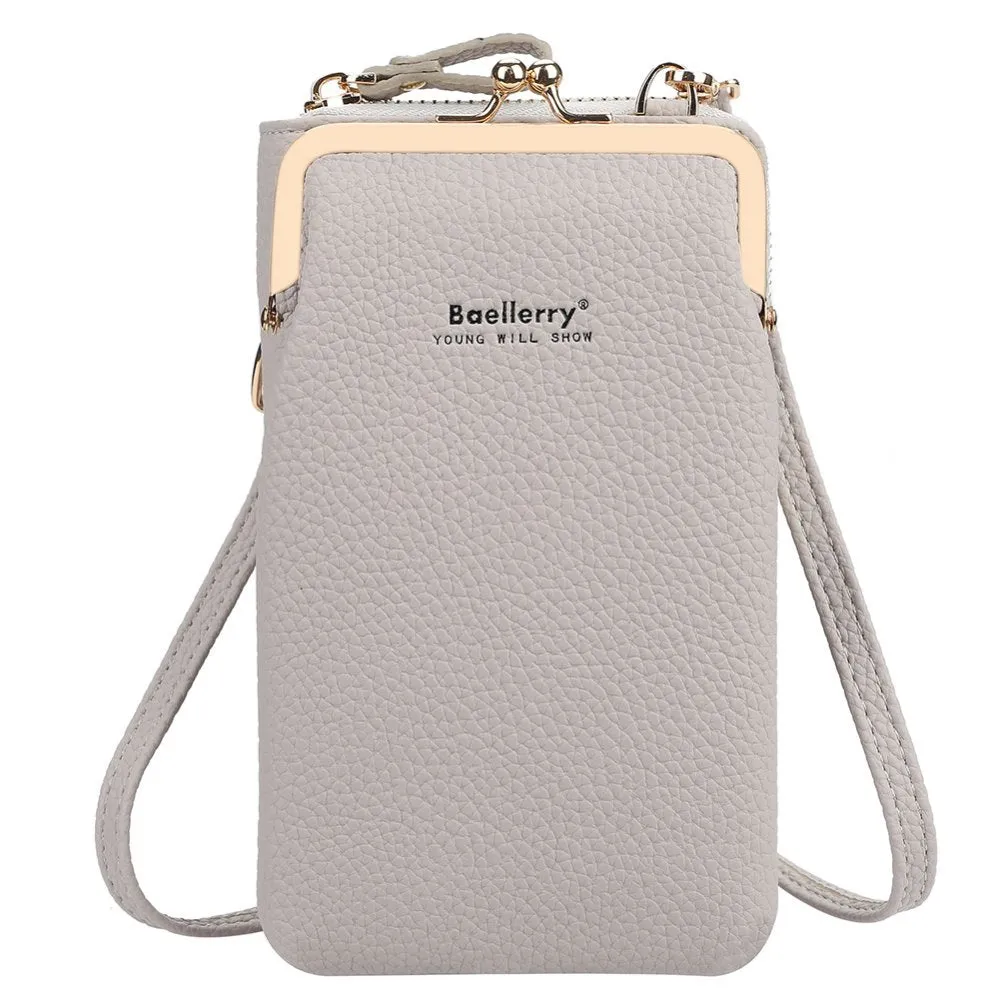 Women Crossbody Faux Leather Mini  Messenger Bag -gray