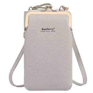 Women Crossbody Faux Leather Mini  Messenger Bag -gray