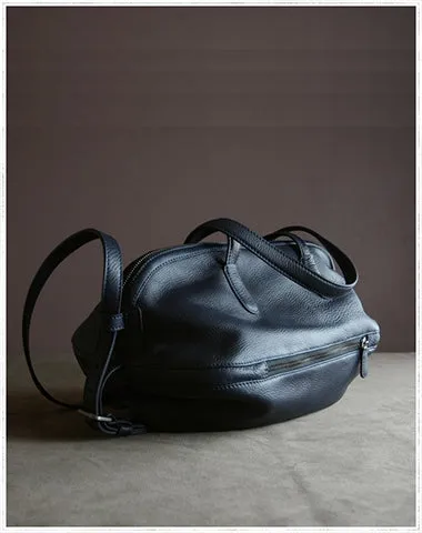 Womens Leather Barrel Shoulder Purse Womens Gray Bucket Leather Handbag Shoulder Bag for Ladies