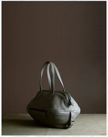 Womens Leather Barrel Shoulder Purse Womens Gray Bucket Leather Handbag Shoulder Bag for Ladies