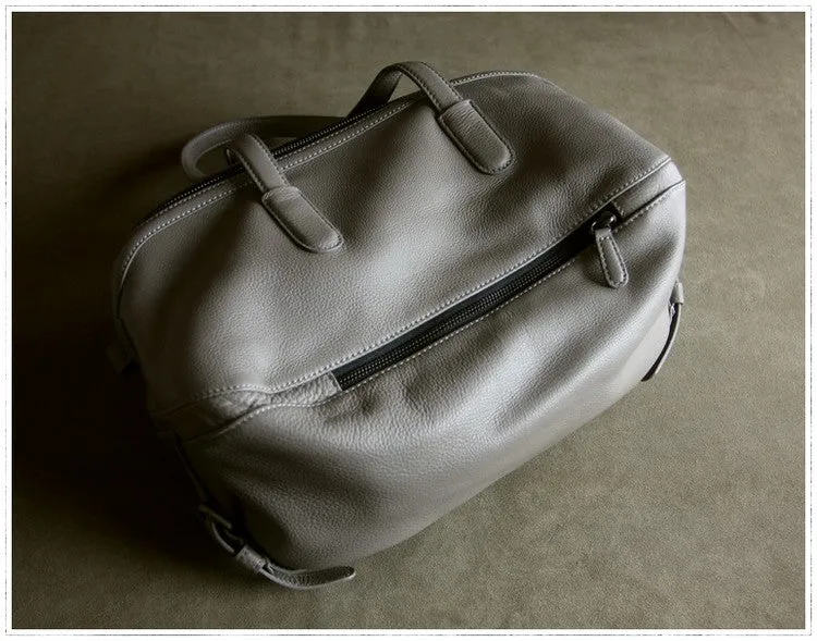 Womens Leather Barrel Shoulder Purse Womens Gray Bucket Leather Handbag Shoulder Bag for Ladies