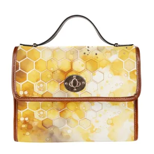 Yellow Honeycomb Canvas Satchel Bag Purse