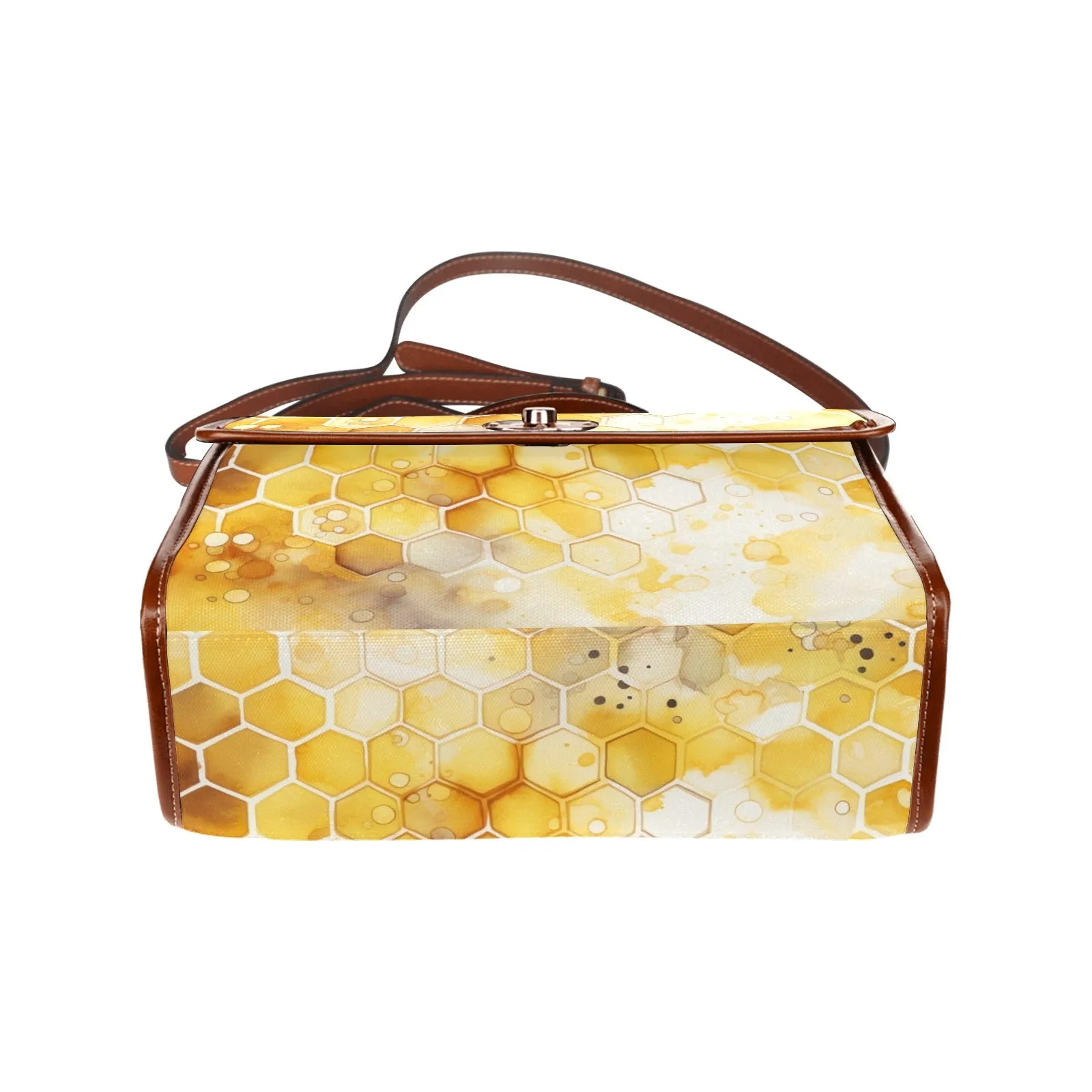 Yellow Honeycomb Canvas Satchel Bag Purse
