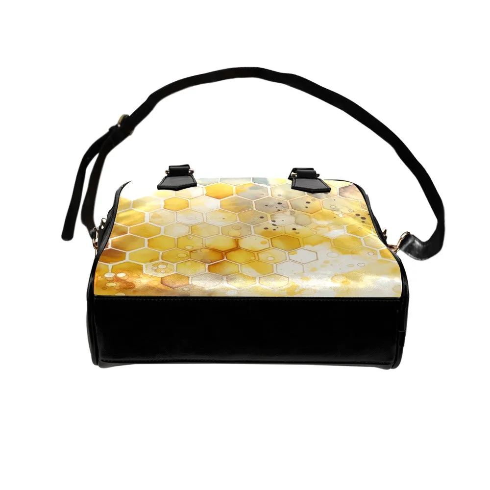 Yellow Honeycomb Handbag Bowler Bag Purse