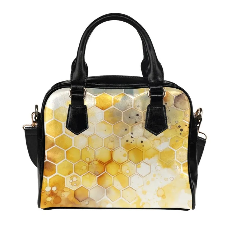 Yellow Honeycomb Handbag Bowler Bag Purse