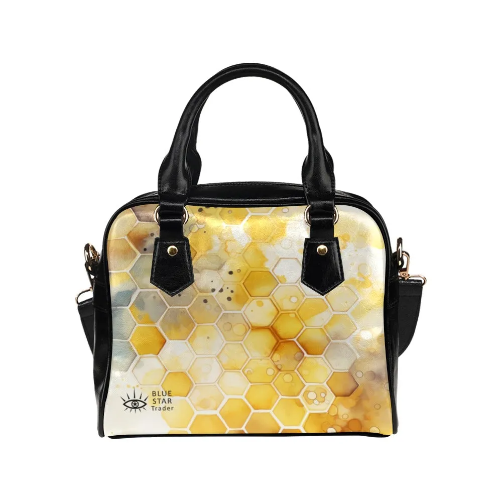 Yellow Honeycomb Handbag Bowler Bag Purse