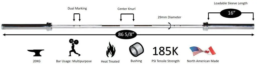 York Barbell | 7ft USA Elite Power Bar - 29mm