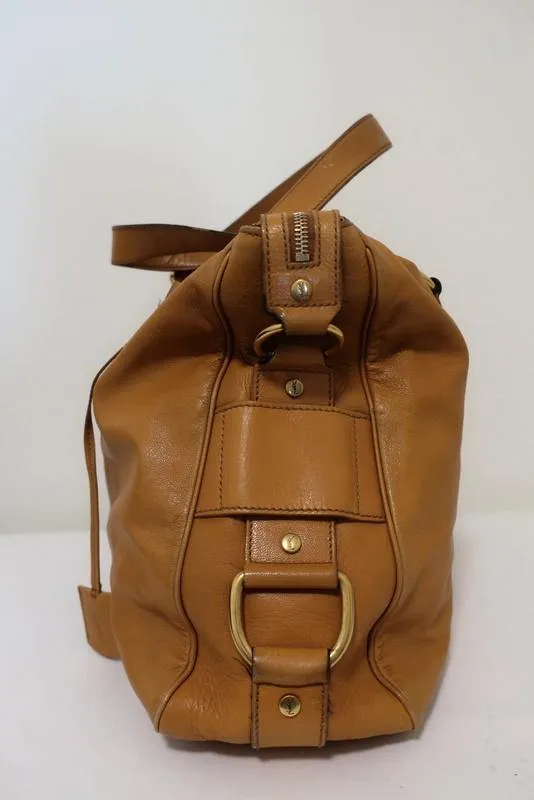 Yves Saint Laurent Muse Messenger Bag Camel Leather Large Tote Shoulder Bag