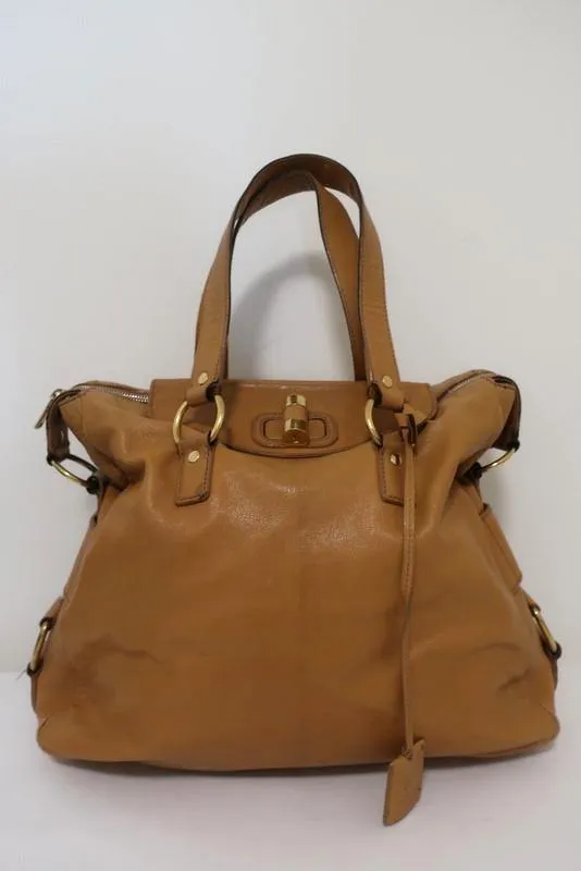 Yves Saint Laurent Muse Messenger Bag Camel Leather Large Tote Shoulder Bag