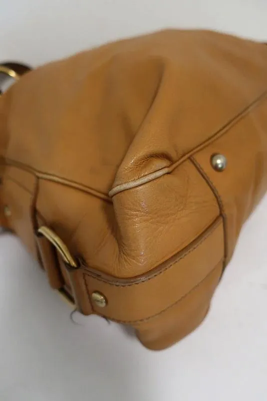 Yves Saint Laurent Muse Messenger Bag Camel Leather Large Tote Shoulder Bag
